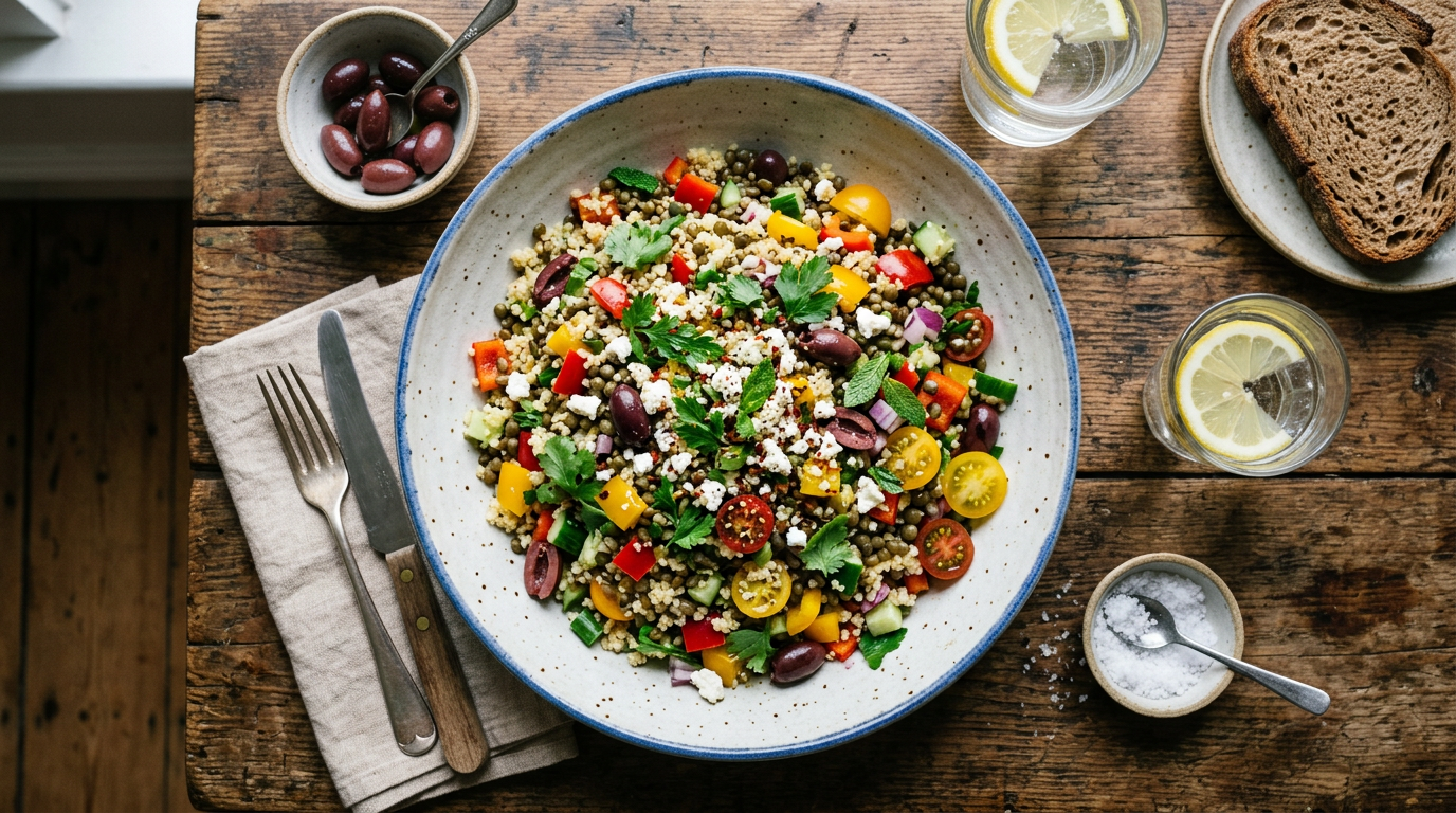 Pantry Couscous Lentil Bowl
